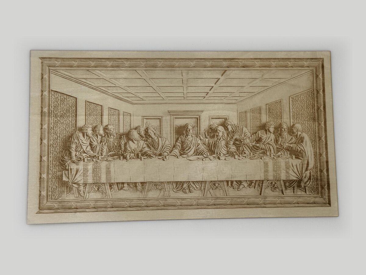 The Last Supper photo-engraved on birch
