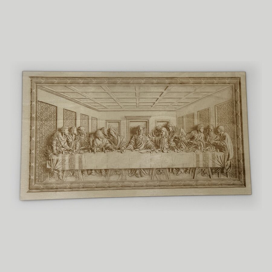 The Last Supper engraved on birch